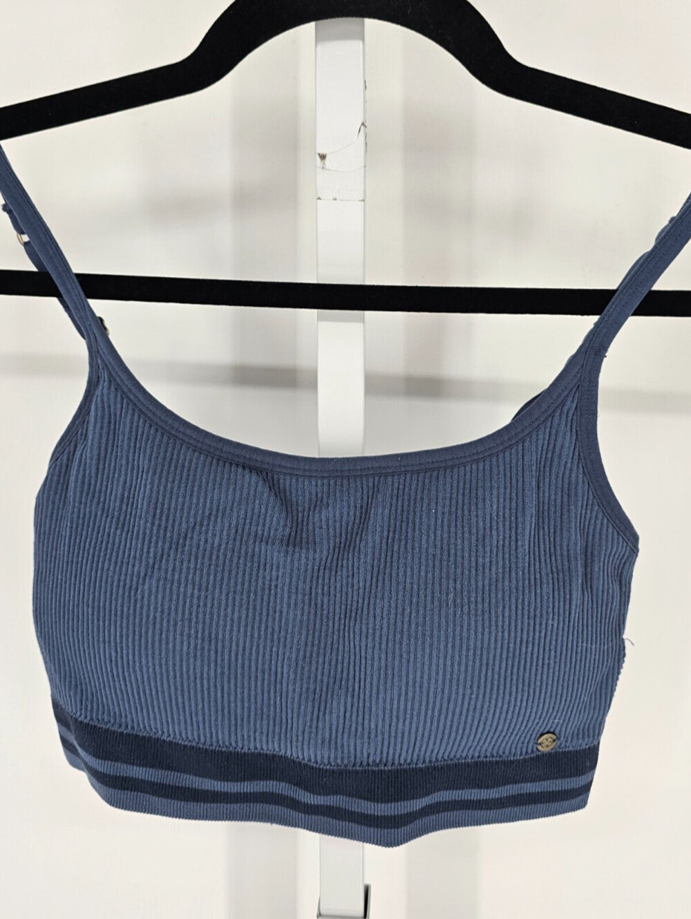 Lucky Brand Womens Sz M Bralette Bra Ribbed Blue